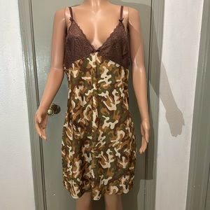 Body Form Bronze Camo and Green Camouflage Sexy Dress with Lace top sleek Bottom